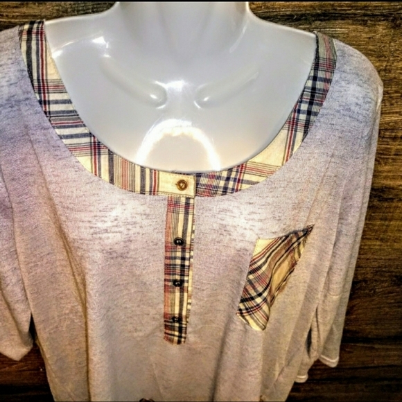 Love Top Size 2X Plaid High Low Hip Slit NWT - Picture 8 of 13